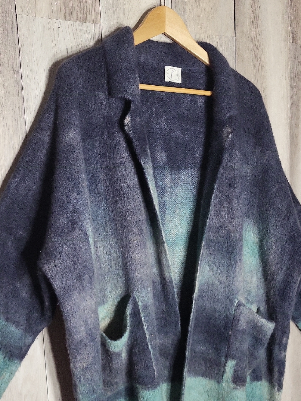 F Cashmere 90% Cashmere Cardigan Luxury Sweater Womens M Soft Knit Ombre Boho